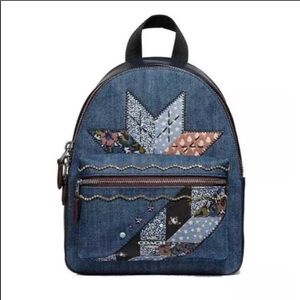 COACH MINI CHARLIE Denim Leather BACKPACK W/ STAR PATCHWORK Rare